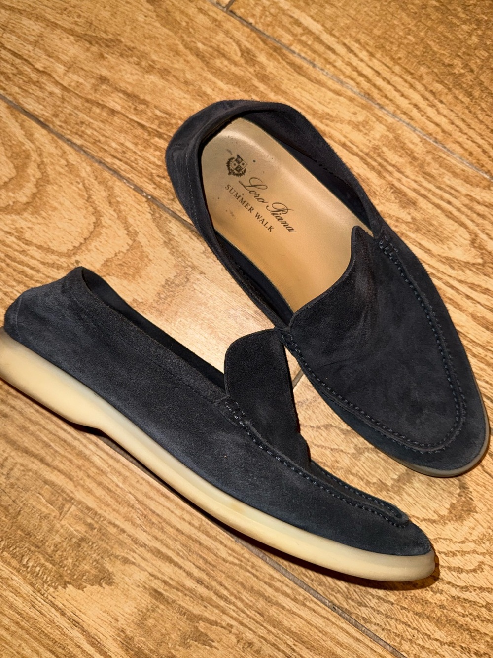 Loro Piana Summer Walk loafers navy blue suede sz 42 9 US